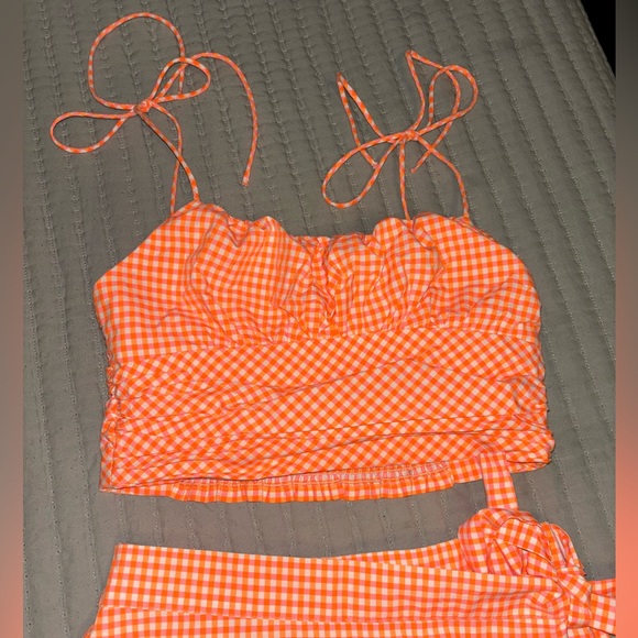 ZARA orange gingham crop top and skort set - Picture 4 of 12